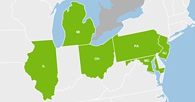 Map of FirstEnergy Solutions' business service territory